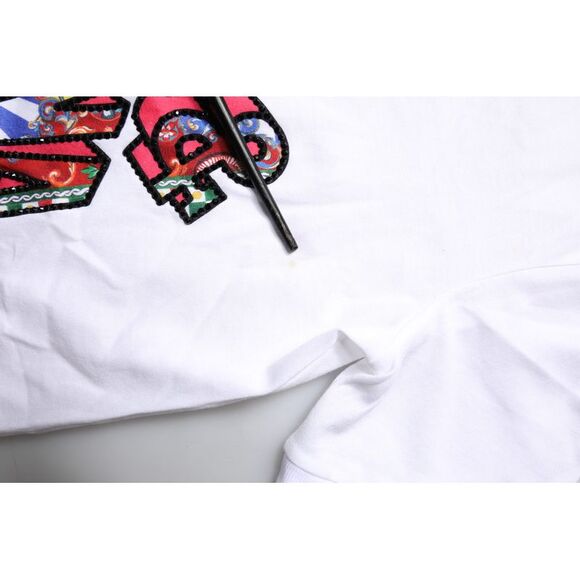 Dolce & Gabbana White Cotton Logo Print Round Neck Women's T-shirt (Pre-Owned) - Picture 5 of 5